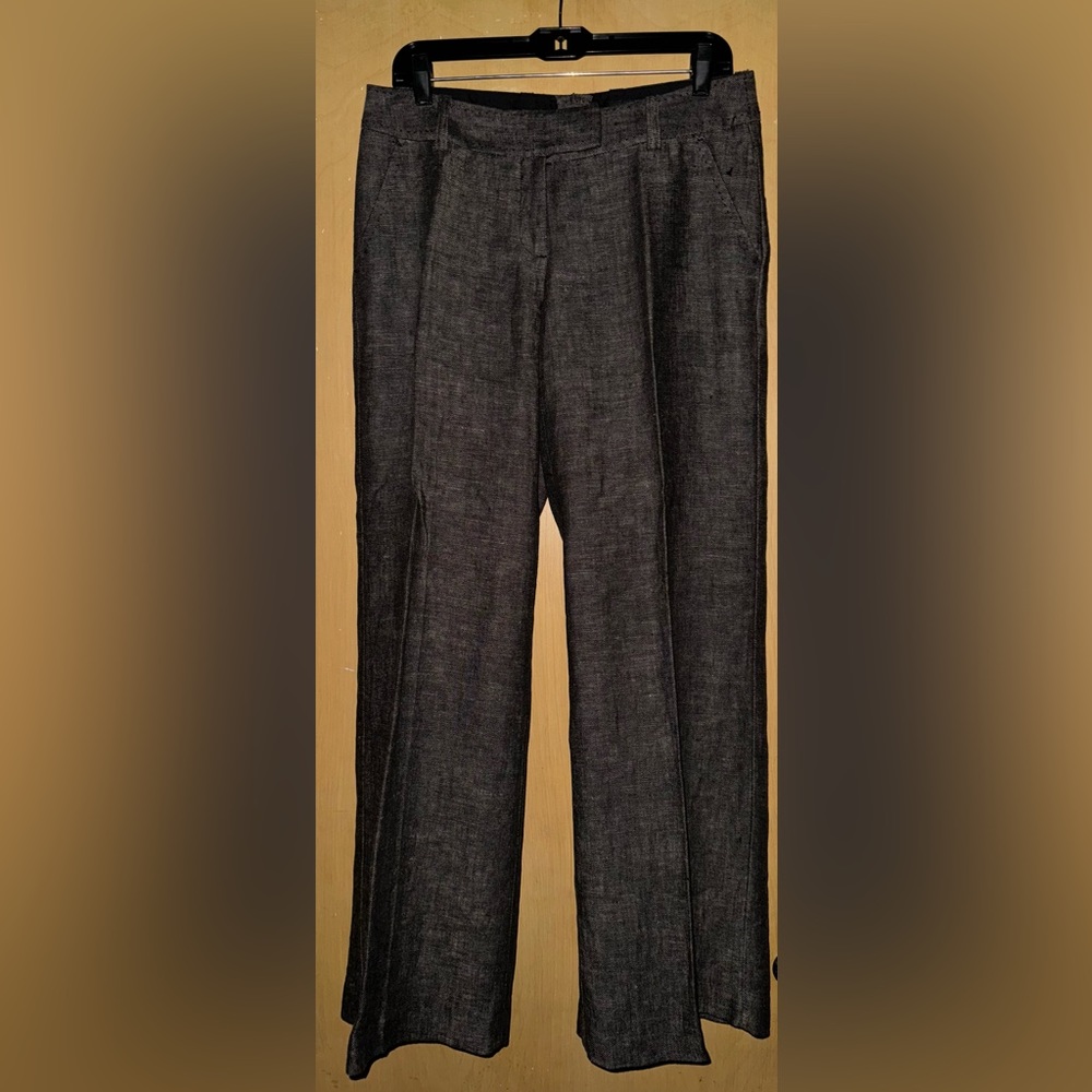 H&M - Suit Pants - Black & Brown Linen - Size 8